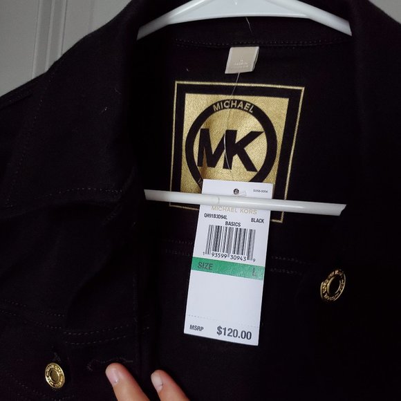 NWT Michael Kors Black Jean Denim Jacket - Picture 2 of 3